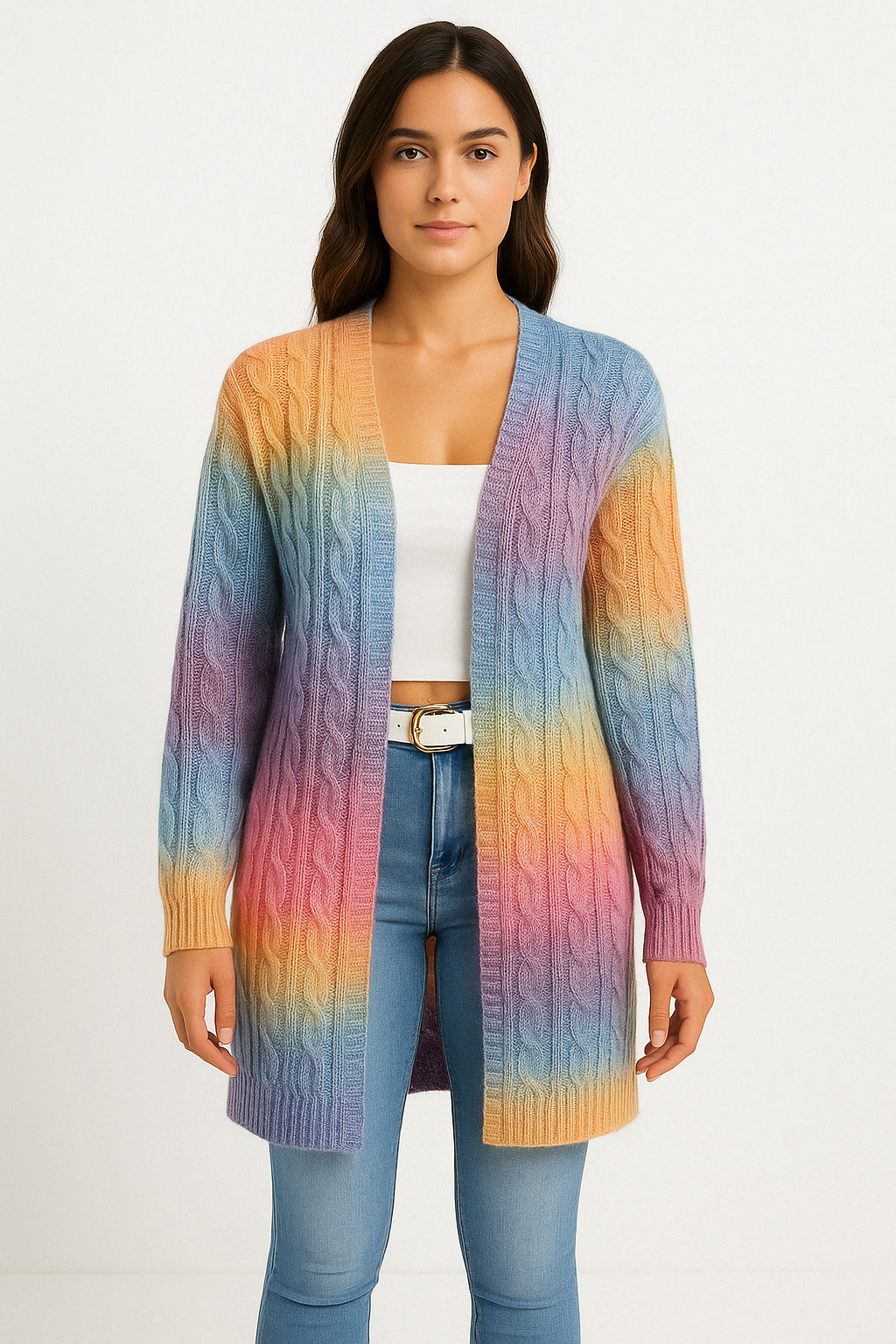 Cardigan femme – Coupe oversize – Maille douce torsadée – Longue ouverture devant