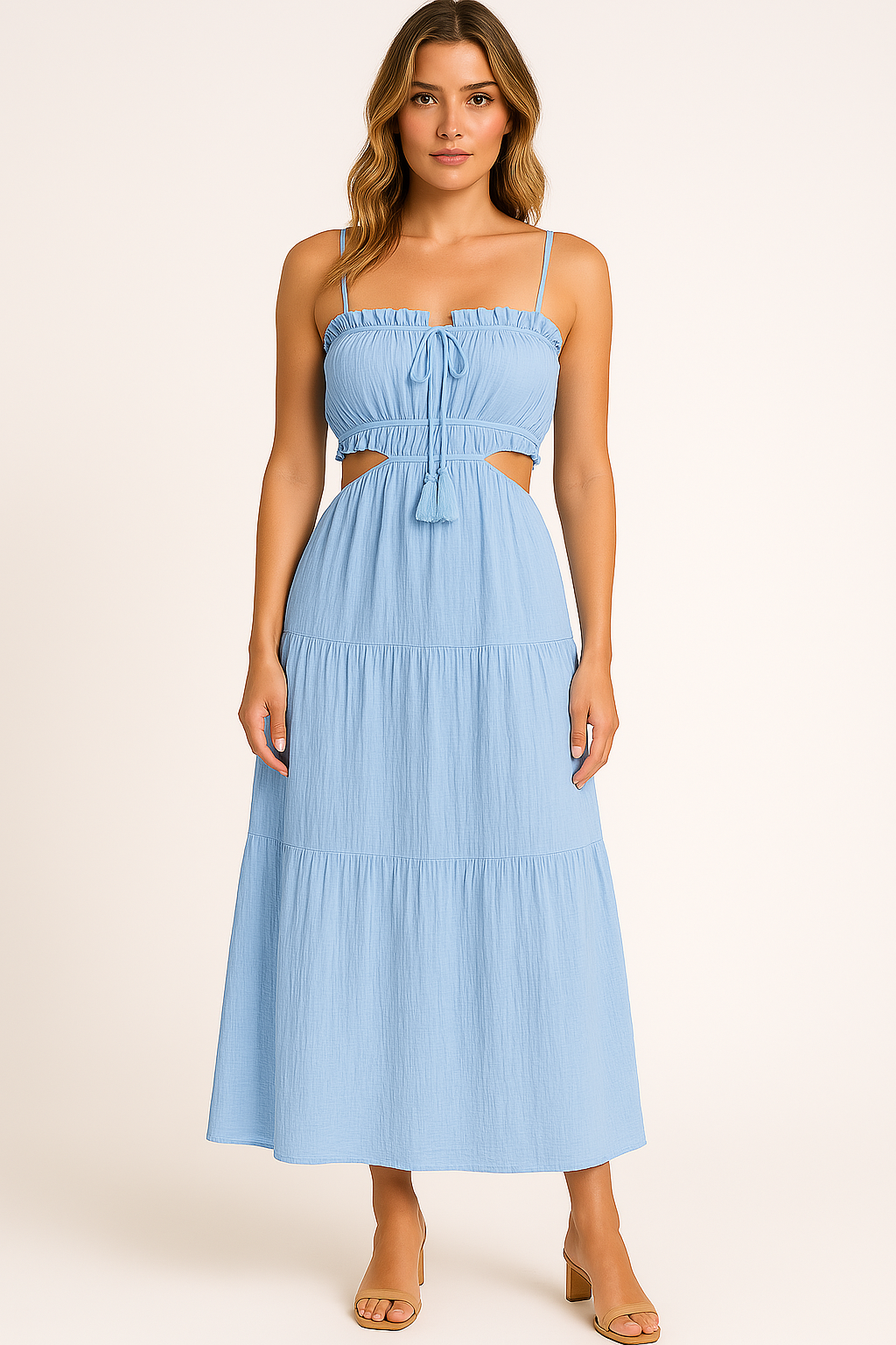Robe longue femme – Taille haute – Coupe fluide – Linnen léger – Style bohème