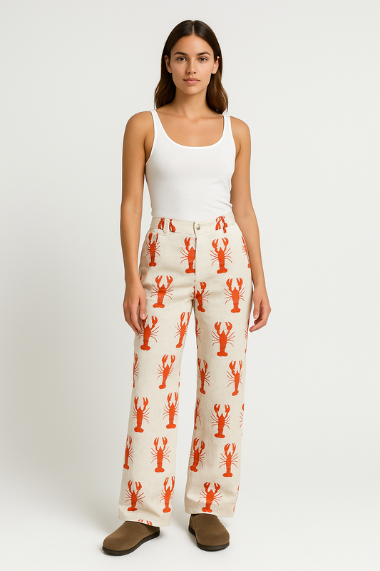Women's casual pants – Straight cut – Breathable fabric – Playful print