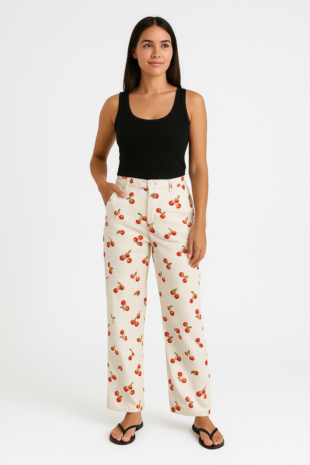 Women's casual pants – Straight cut – Breathable fabric – Playful print