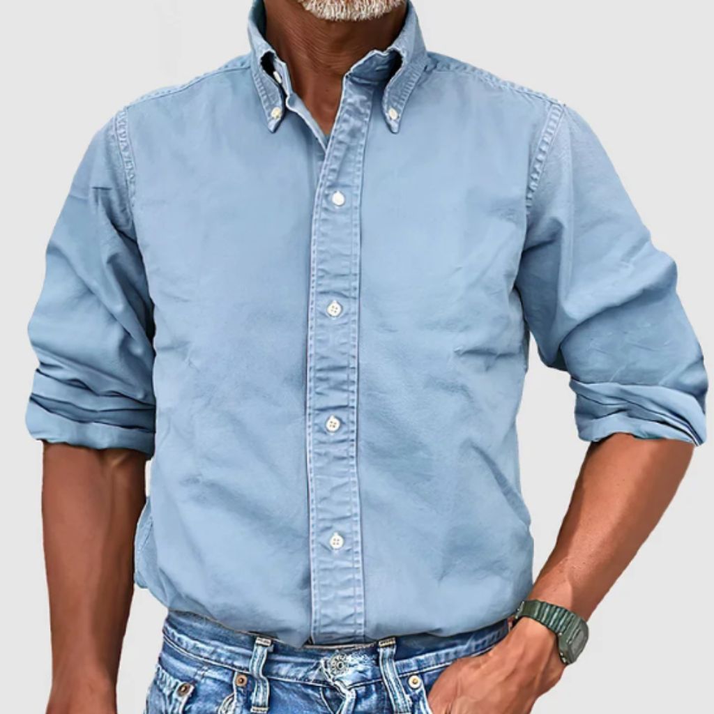 Men's long-sleeve shirt – Regular fit – Button-down collar – Breathable fabric