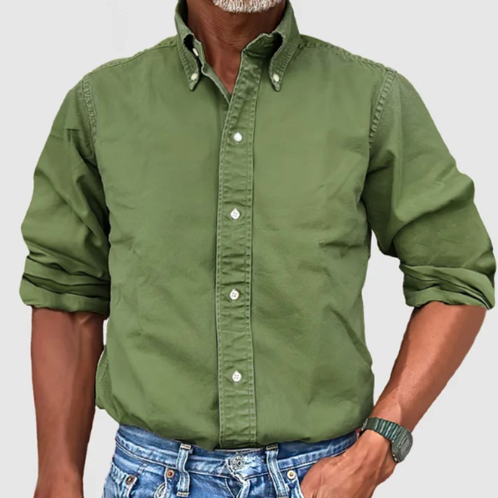 Men's long-sleeve shirt – Regular fit – Button-down collar – Breathable fabric
