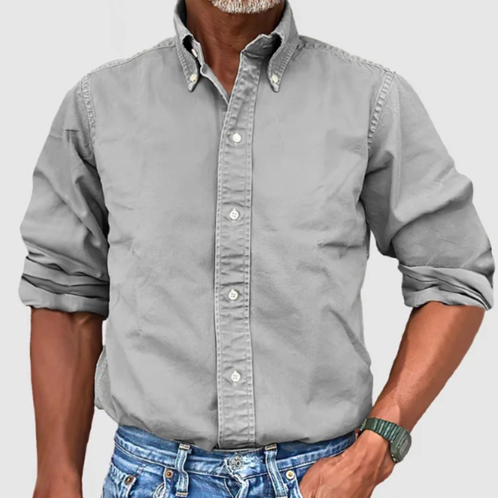 Men's long-sleeve shirt – Regular fit – Button-down collar – Breathable fabric