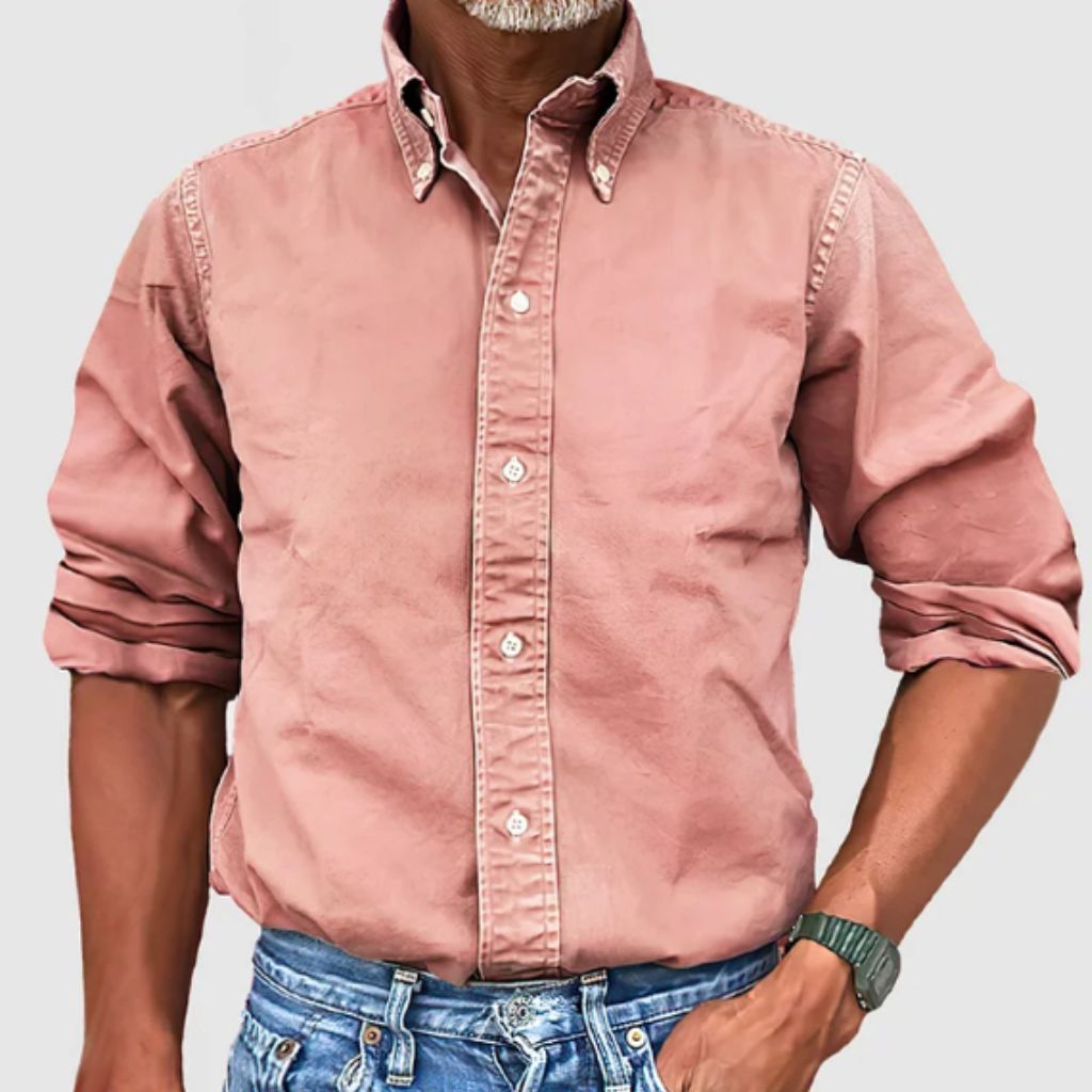 Men's long-sleeve shirt – Regular fit – Button-down collar – Breathable fabric