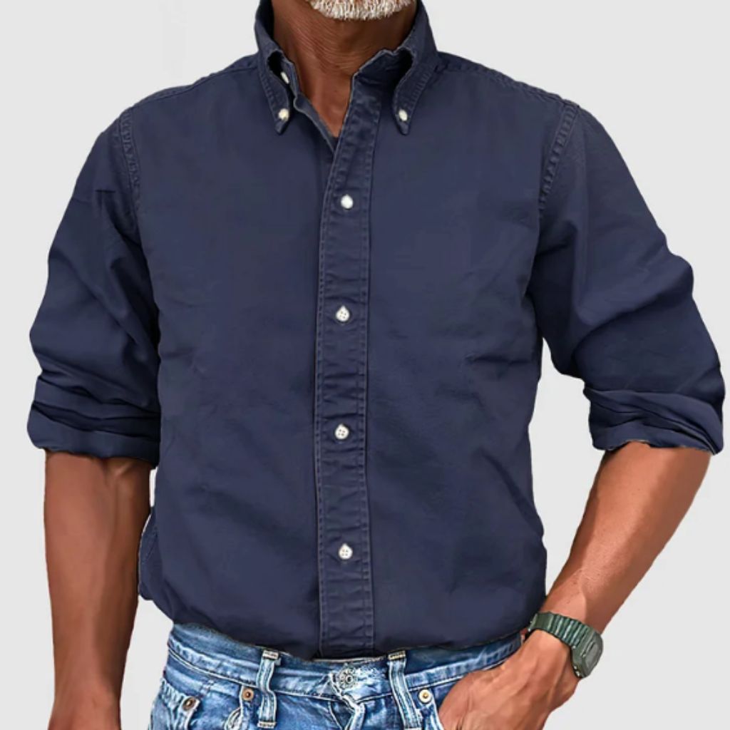 Men's long-sleeve shirt – Regular fit – Button-down collar – Breathable fabric
