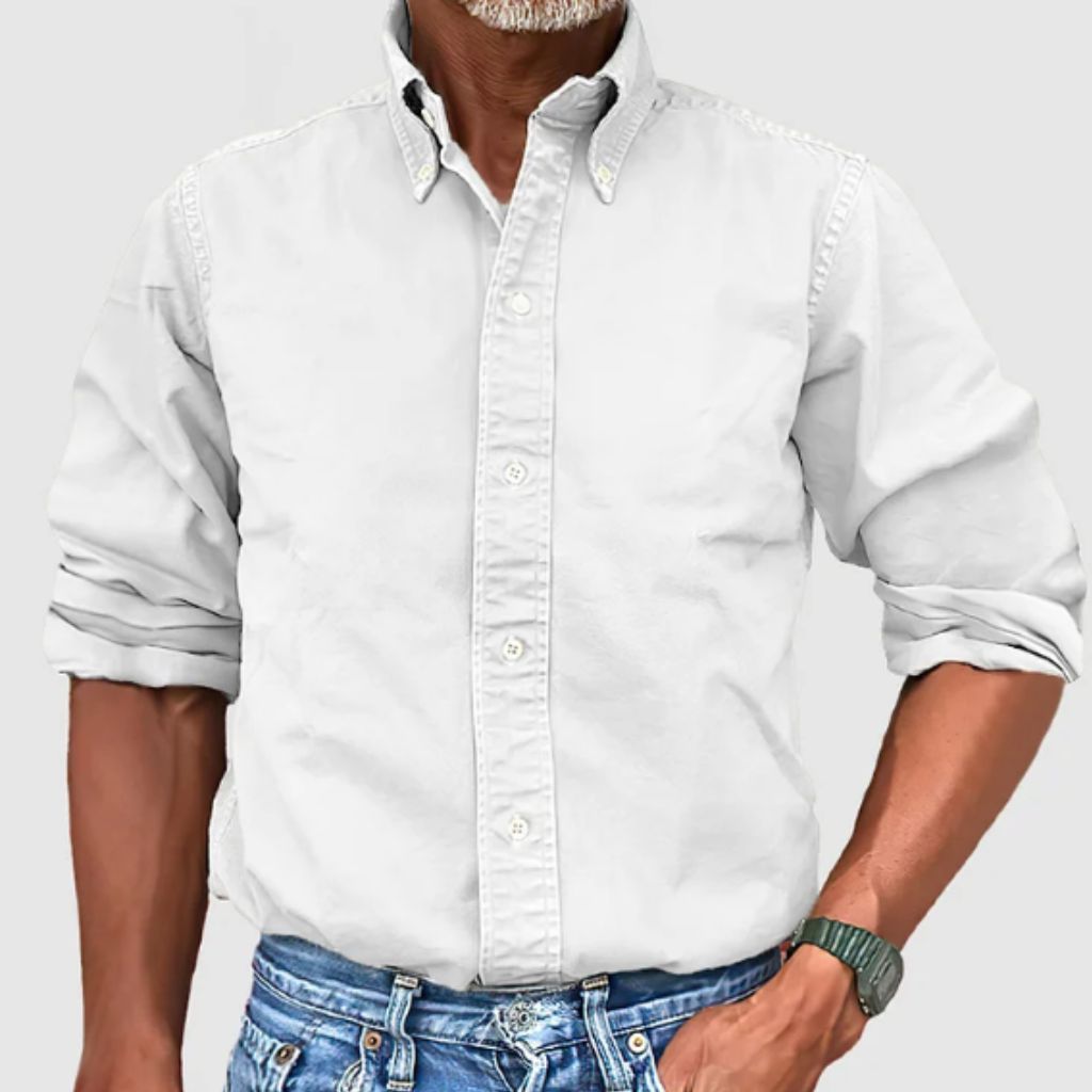 Men's long-sleeve shirt – Regular fit – Button-down collar – Breathable fabric