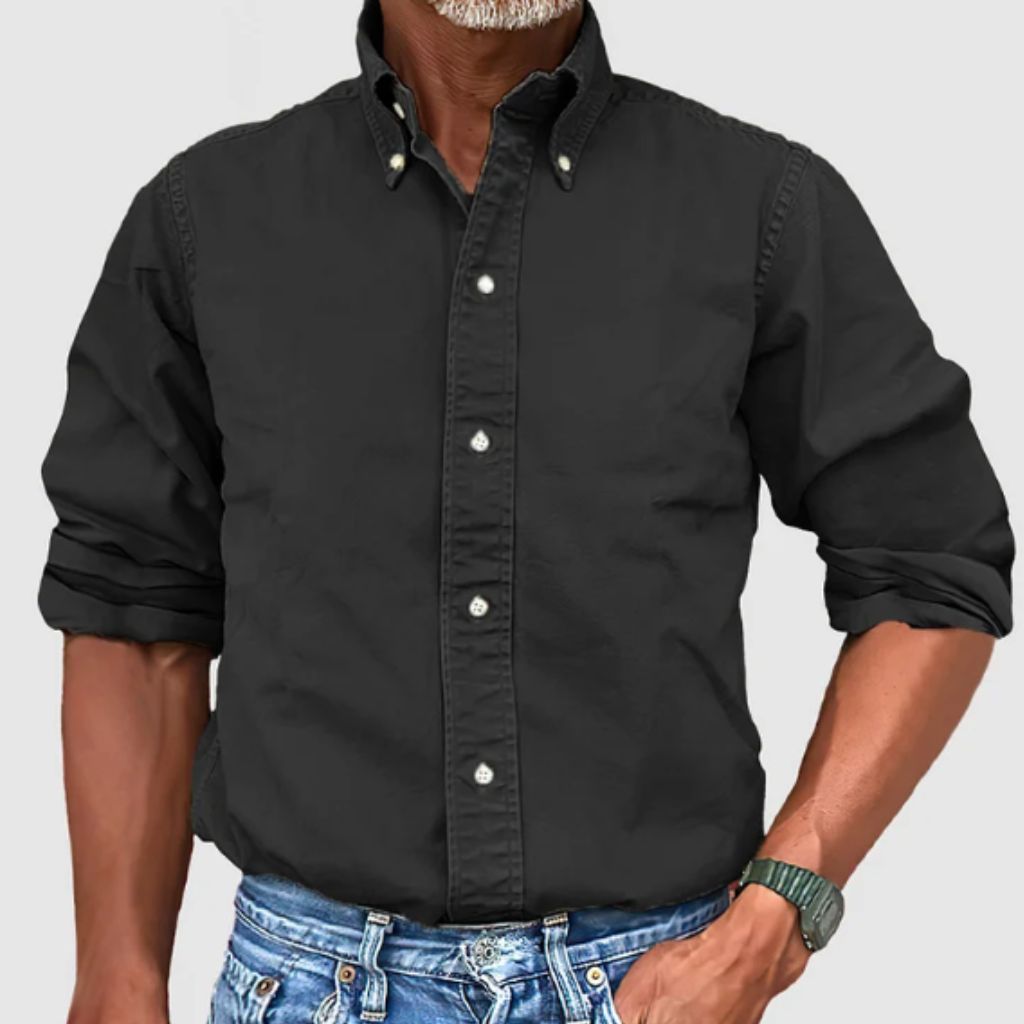 Men's long-sleeve shirt – Regular fit – Button-down collar – Breathable fabric