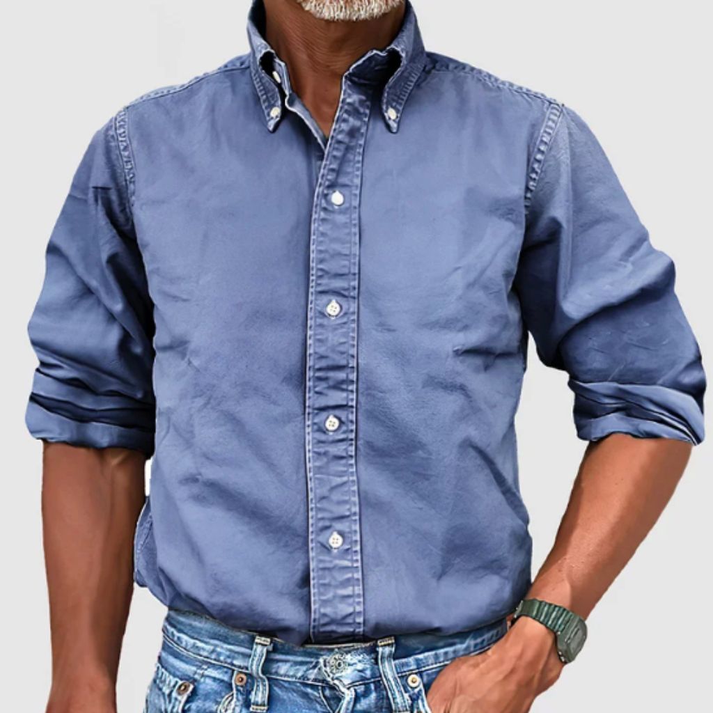 Men's long-sleeve shirt – Regular fit – Button-down collar – Breathable fabric