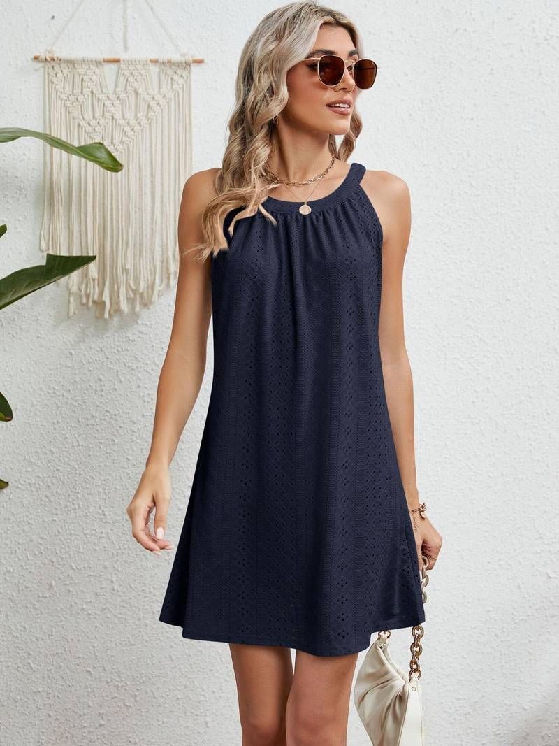 Beach dress for women – Strapless – Flared cut – Breathable eyelet fabric