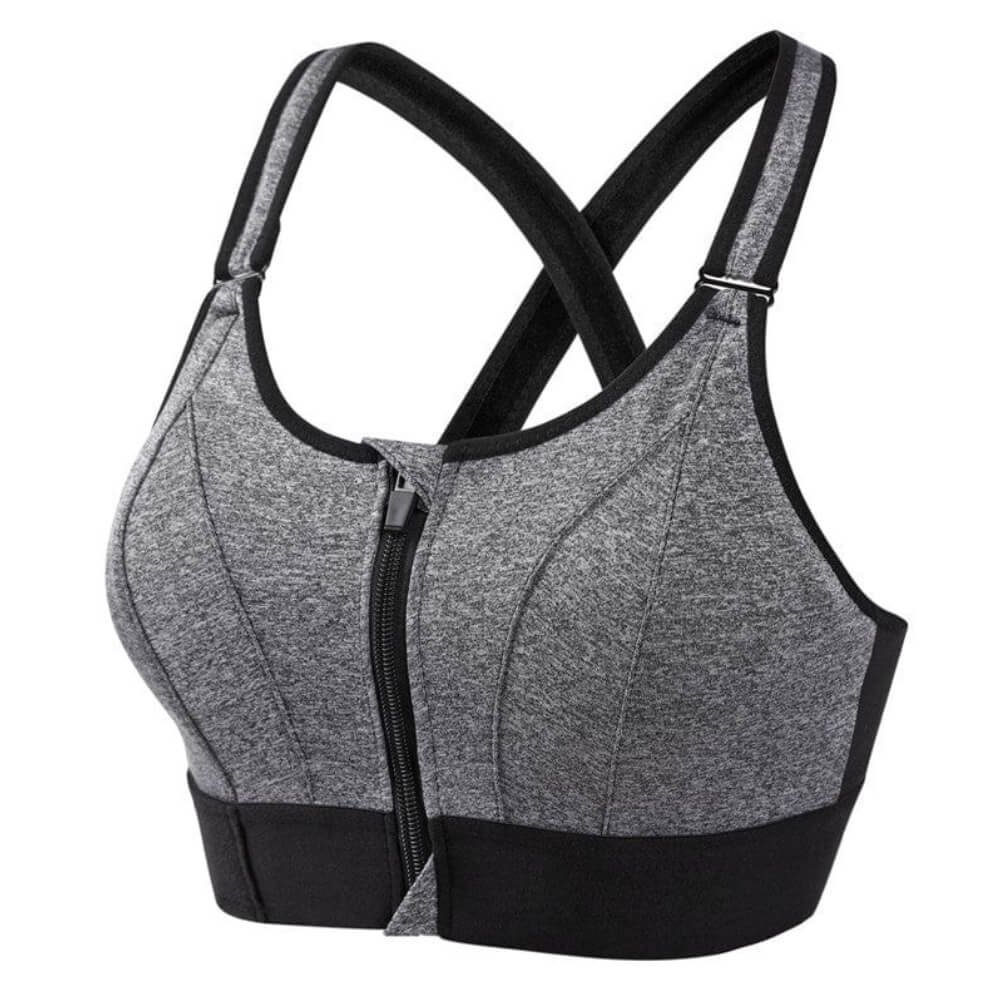 Women's sports bra – Longline structured – Zipped closure – Breathable cross-back