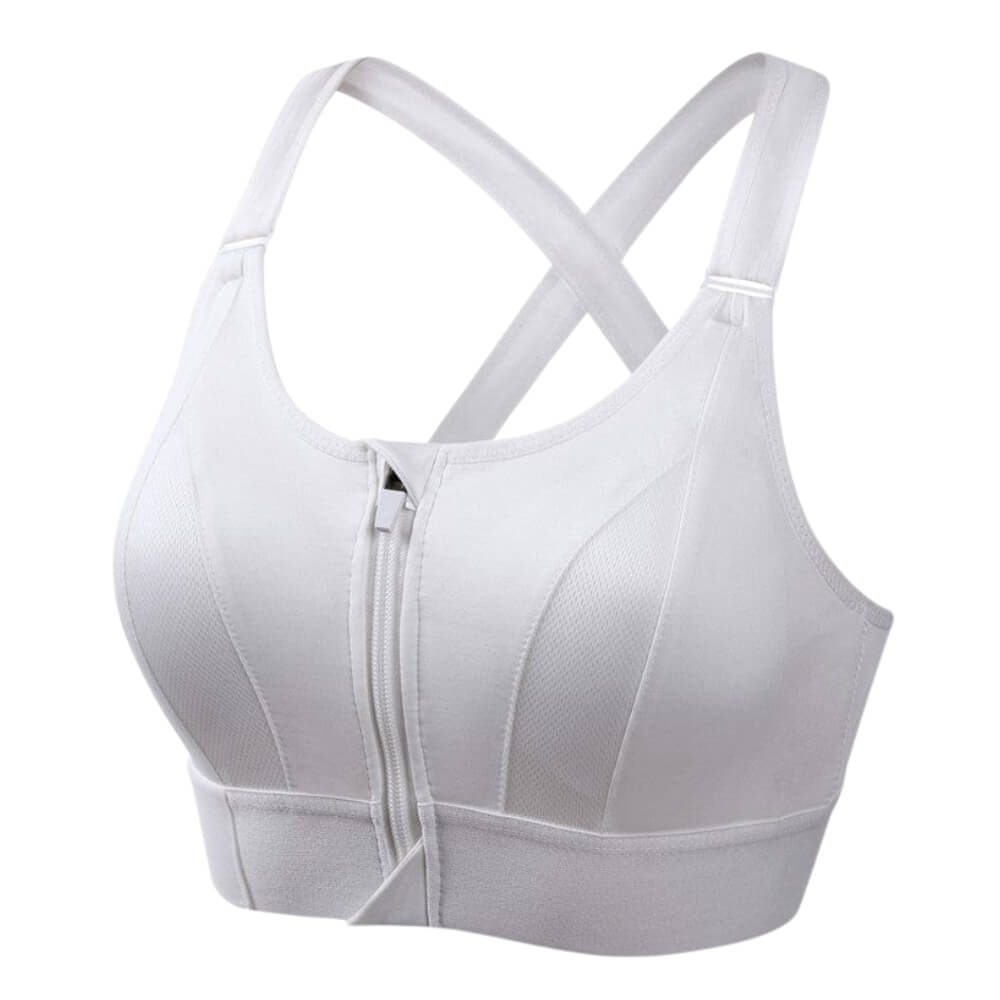 Women's sports bra – Longline structured – Zipped closure – Breathable cross-back