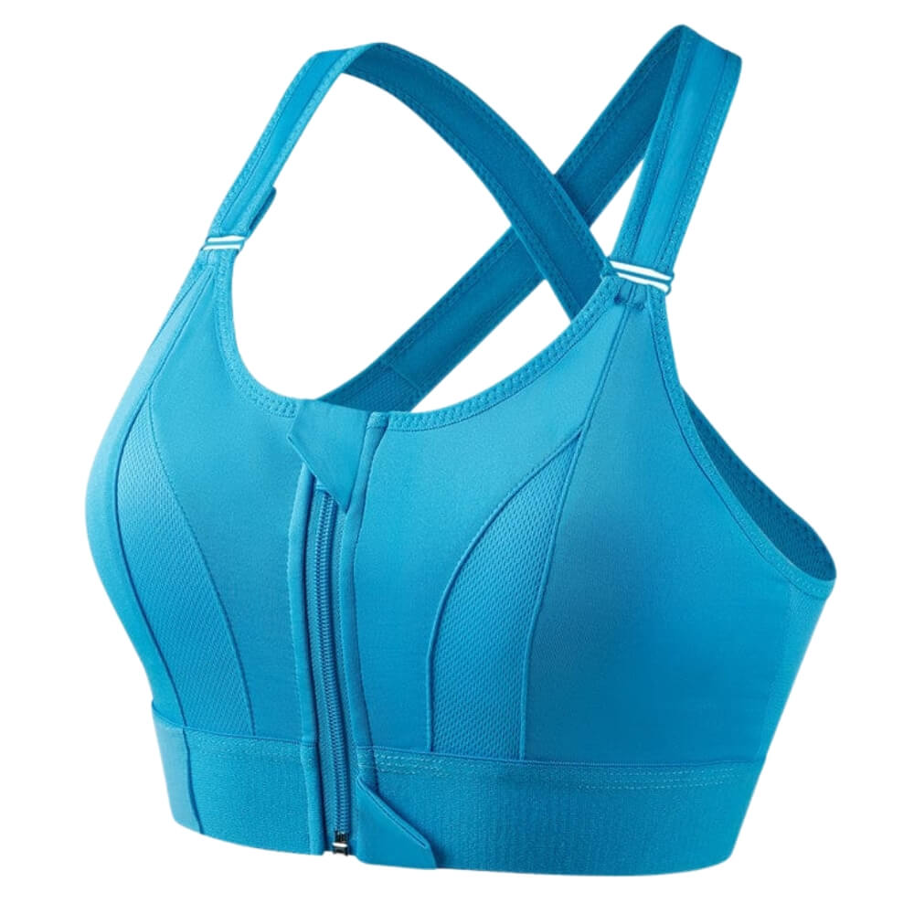 Women's sports bra – Longline structured – Zipped closure – Breathable cross-back