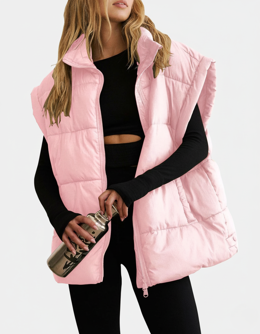 Zara Oversized Puffer Vest | Quilted, Zip Front Puffer Vest