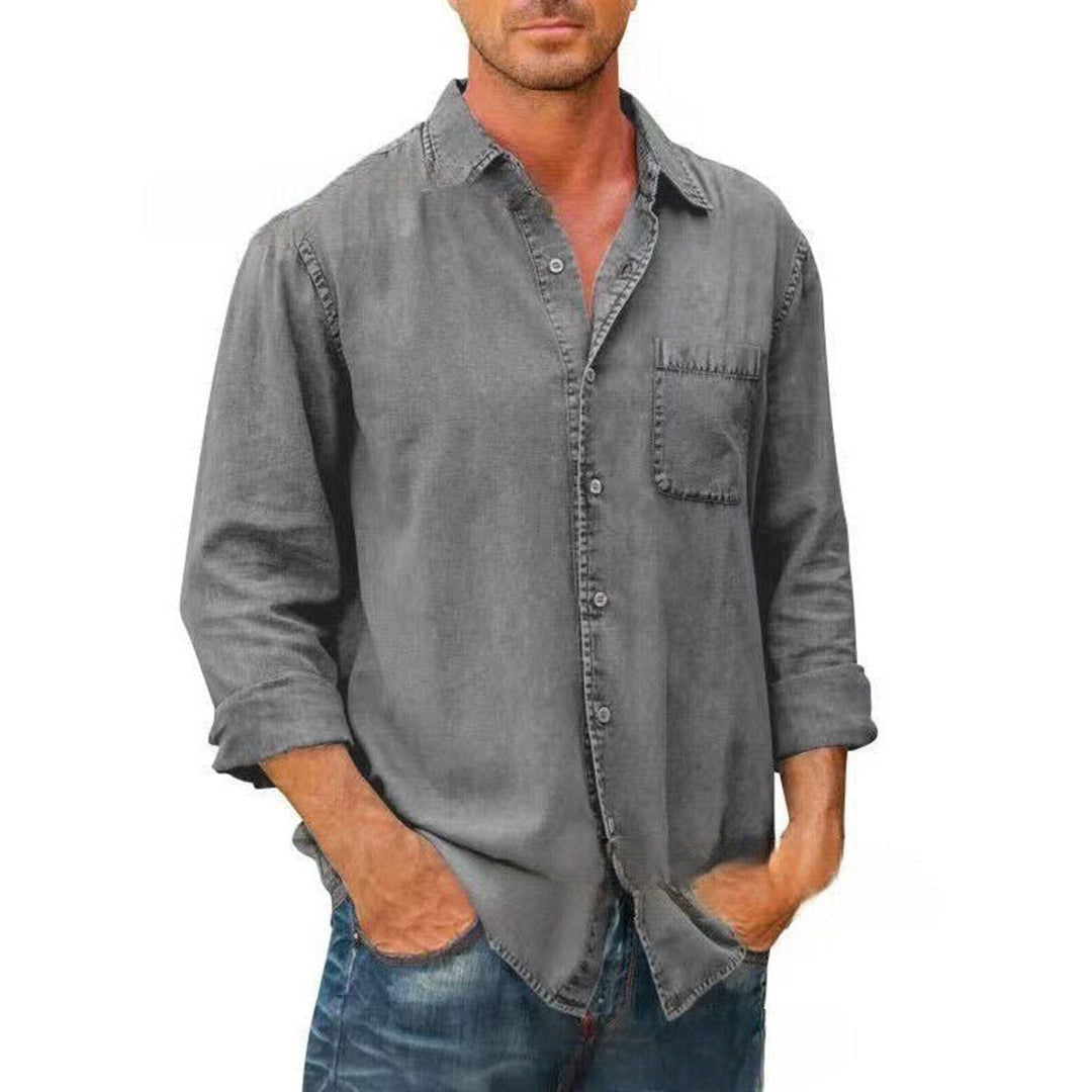 Men's casual shirt – Loose fit – Breathable fabric – Classic button fastening – Chest pocket