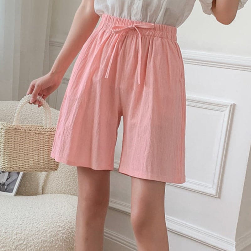 Shorts for women – Loose fit – Breathable natural fibers – Elastic waistband with drawstring