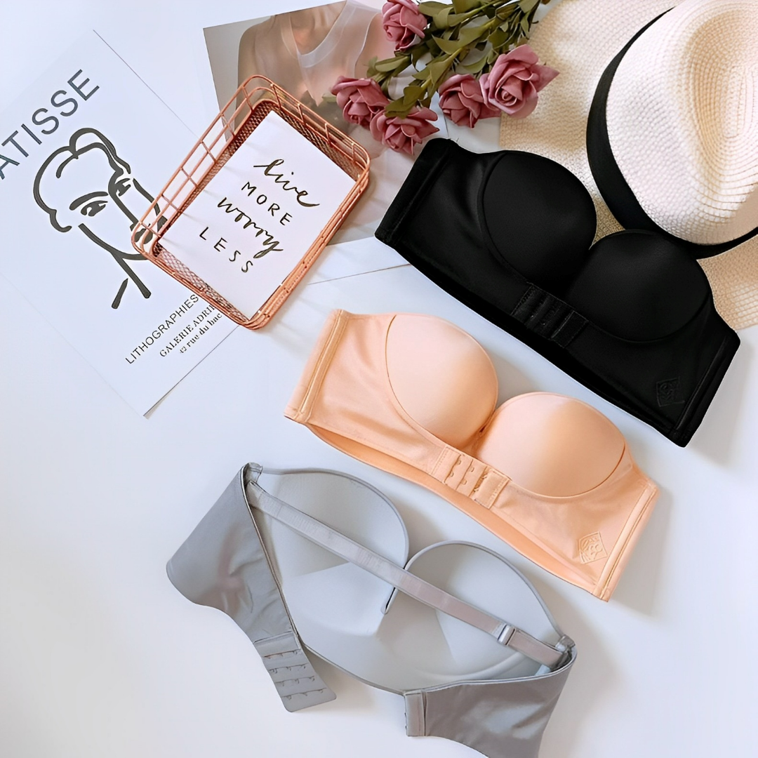 Soutien-Gorge Push-Up Sans Bretelles Femme – Maintien Lissant – Coupe Moulée – Finition Invisible