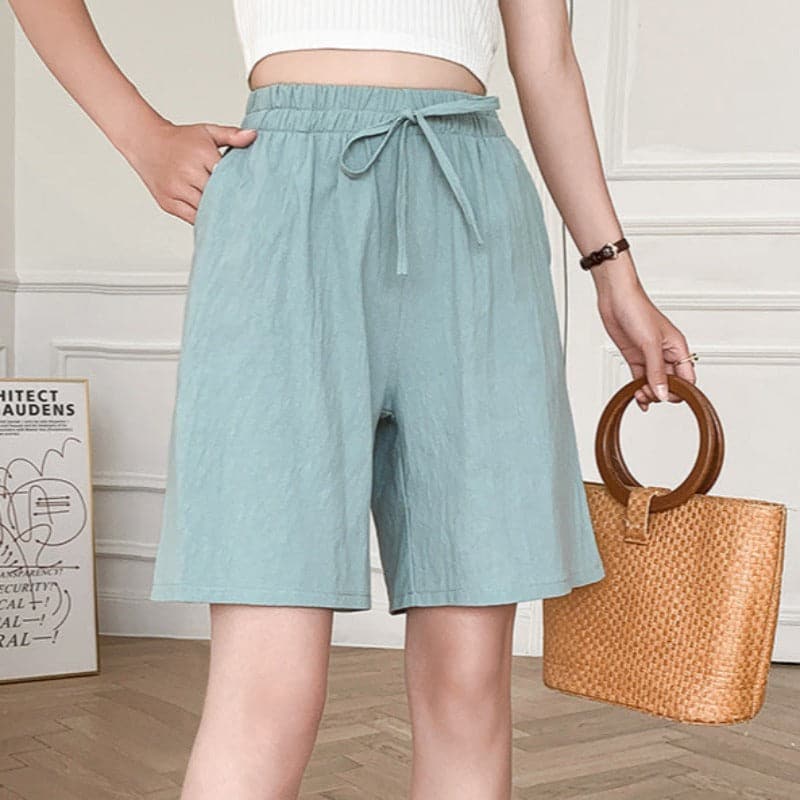 Shorts for women – Loose fit – Breathable natural fibers – Elastic waistband with drawstring