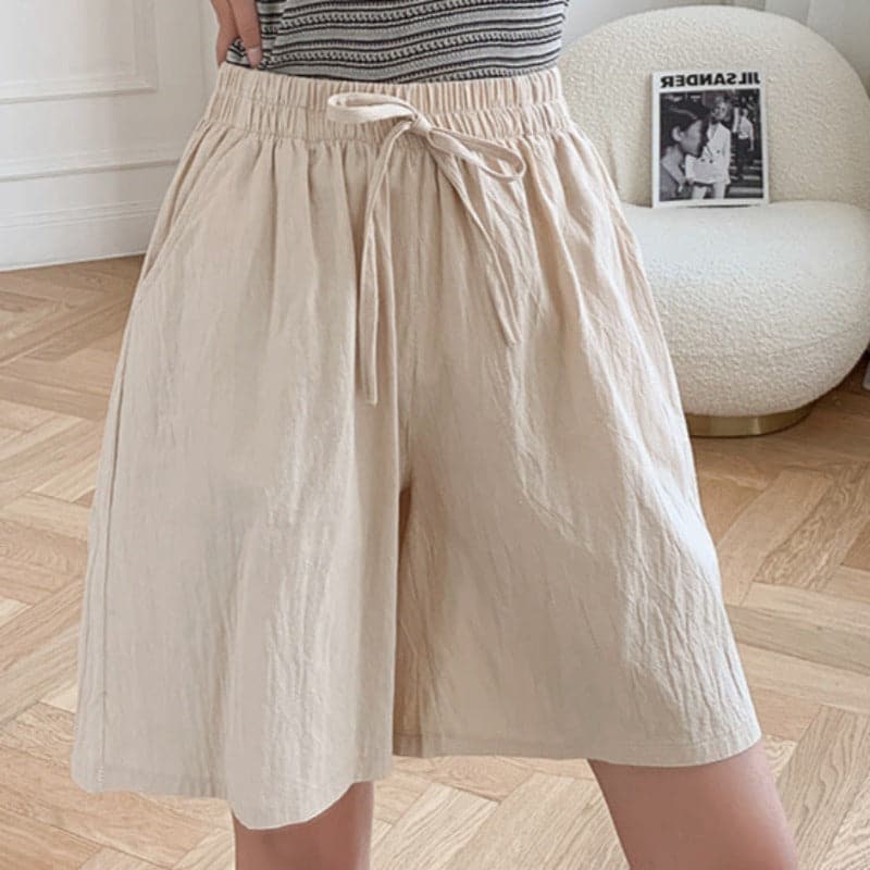 Shorts for women – Loose fit – Breathable natural fibers – Elastic waistband with drawstring