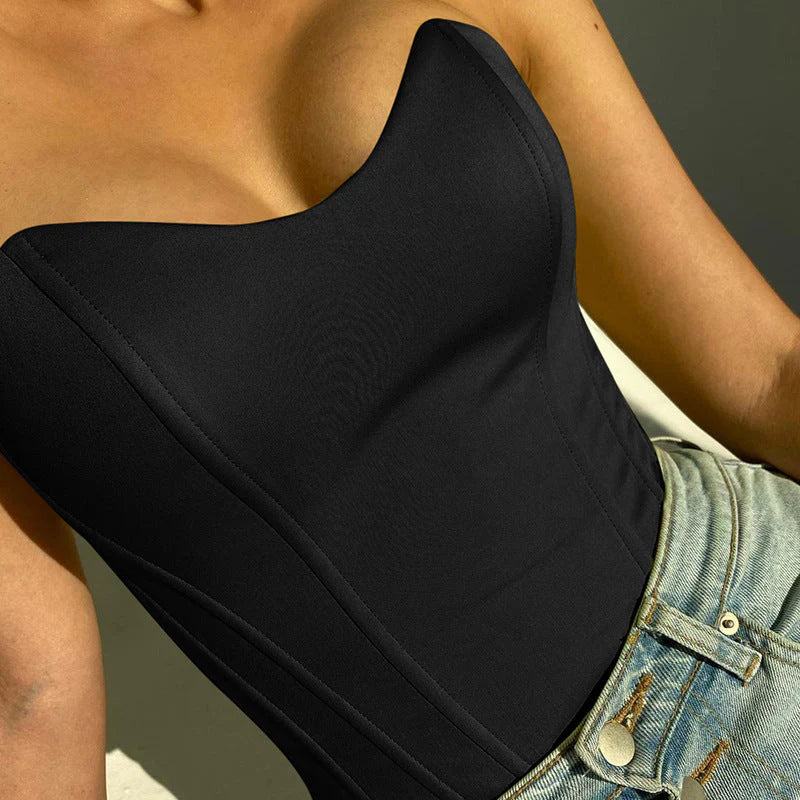Women's Corset Top – Strapless – Sweetheart Neckline – Structured Luxury Fabric