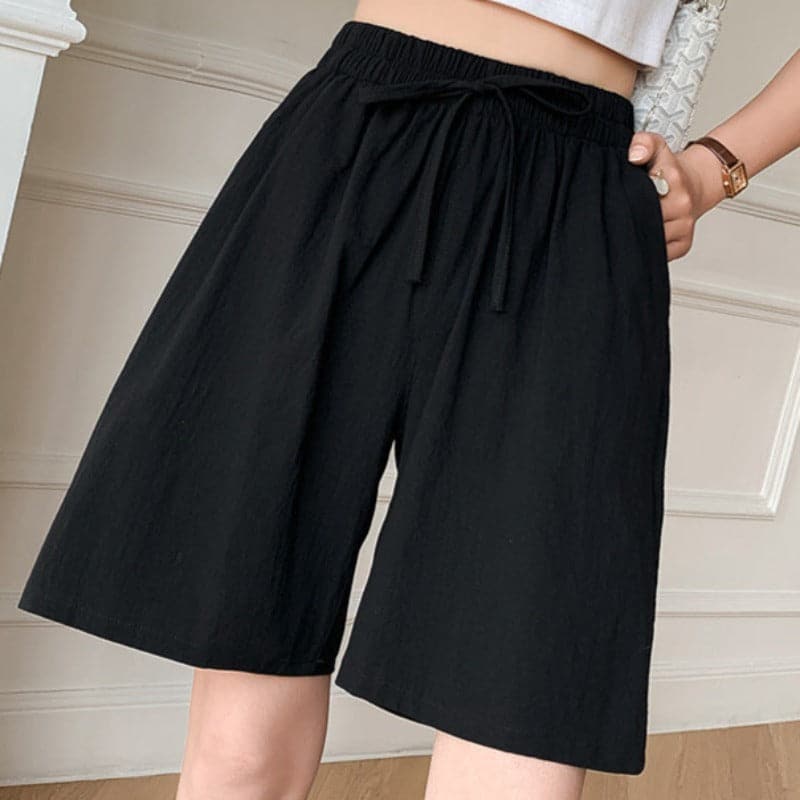 Shorts for women – Loose fit – Breathable natural fibers – Elastic waistband with drawstring
