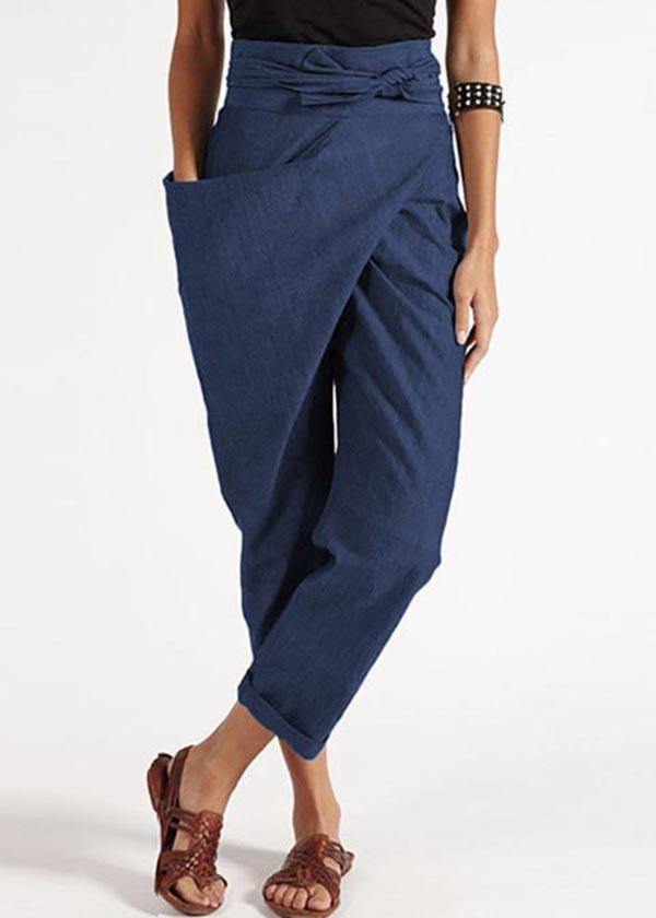 Women's pants – High waist – Loose fit – Asymmetric design – Natural fibers