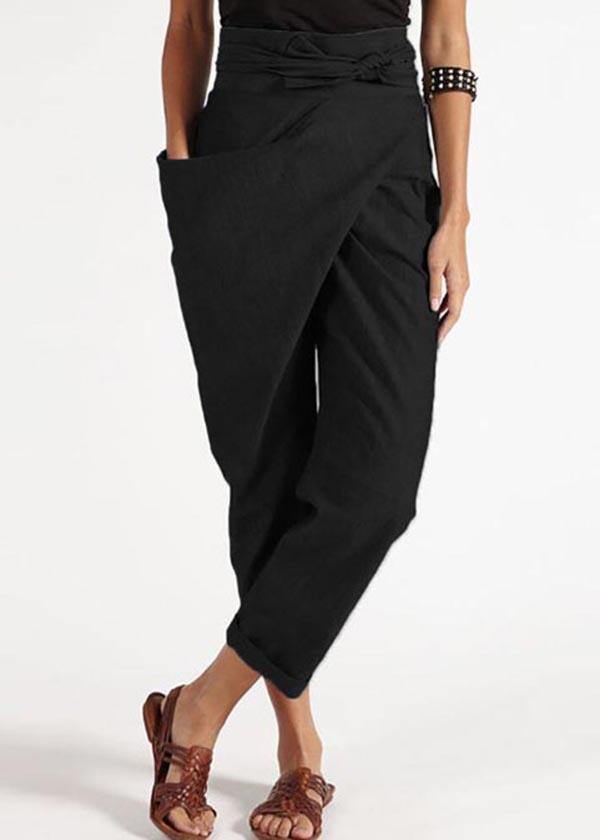 Women's pants – High waist – Loose fit – Asymmetric design – Natural fibers