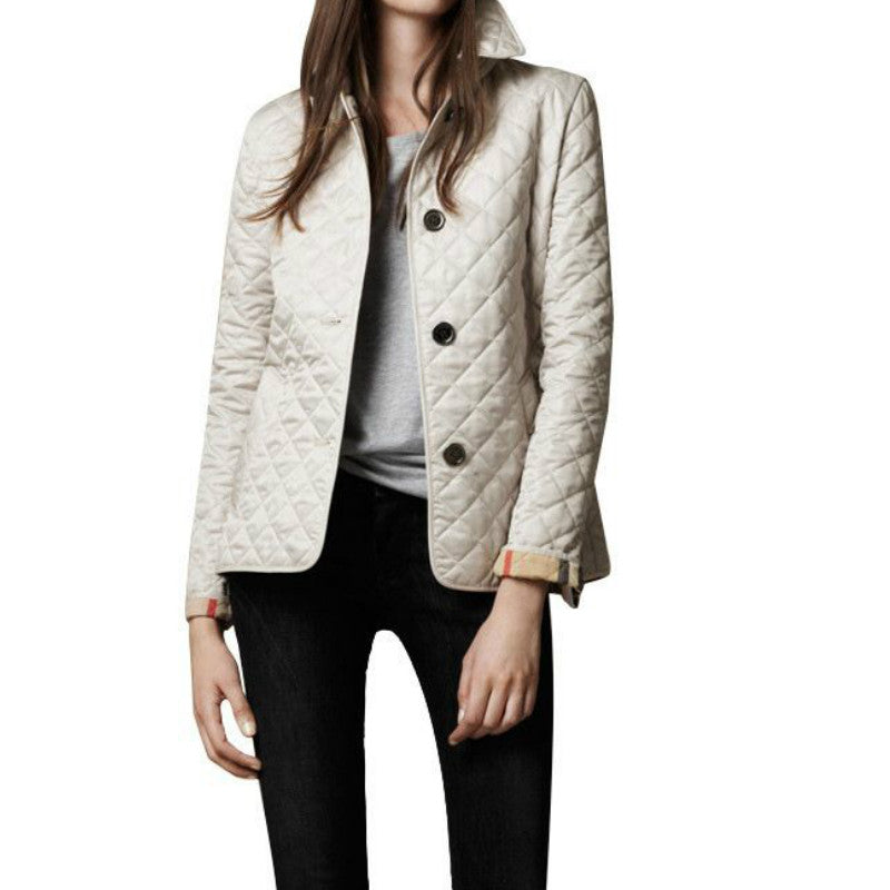 Manteau femme matelassé léger – Coupe droite – Col structuré – Fermeture à boutons