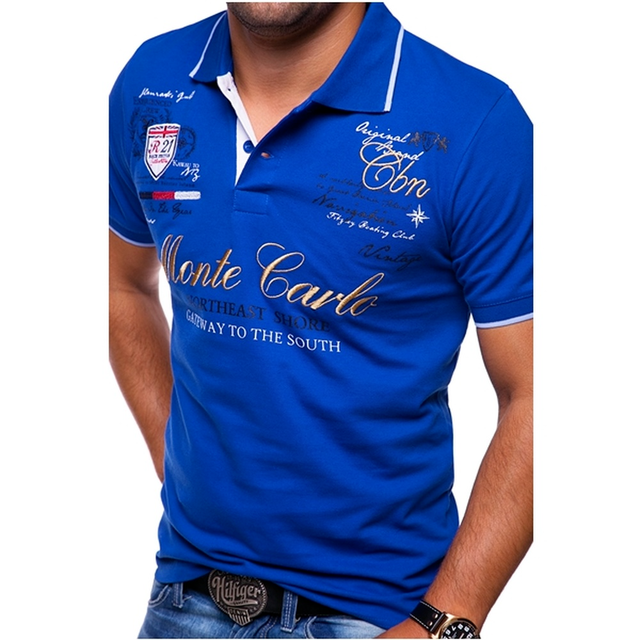 Polo homme – Coupe slim – Maille respirante – Graphisme brodé – Style décontracté
