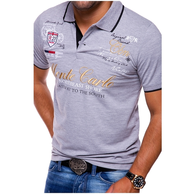 Polo homme – Coupe slim – Maille respirante – Graphisme brodé – Style décontracté
