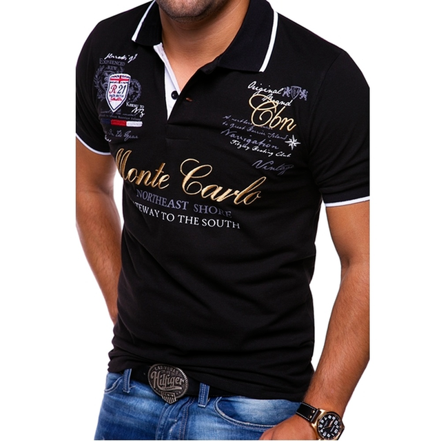 Polo homme – Coupe slim – Maille respirante – Graphisme brodé – Style décontracté
