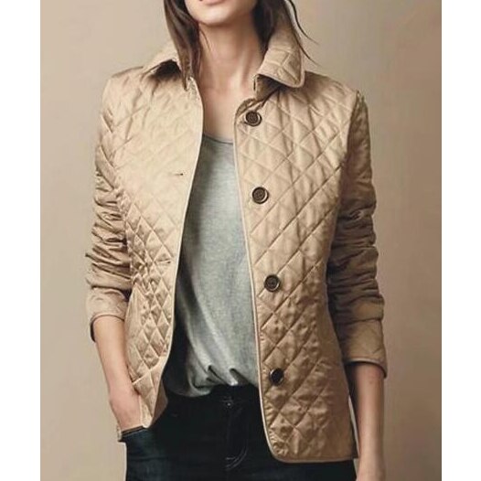 Manteau femme matelassé léger – Coupe droite – Col structuré – Fermeture à boutons