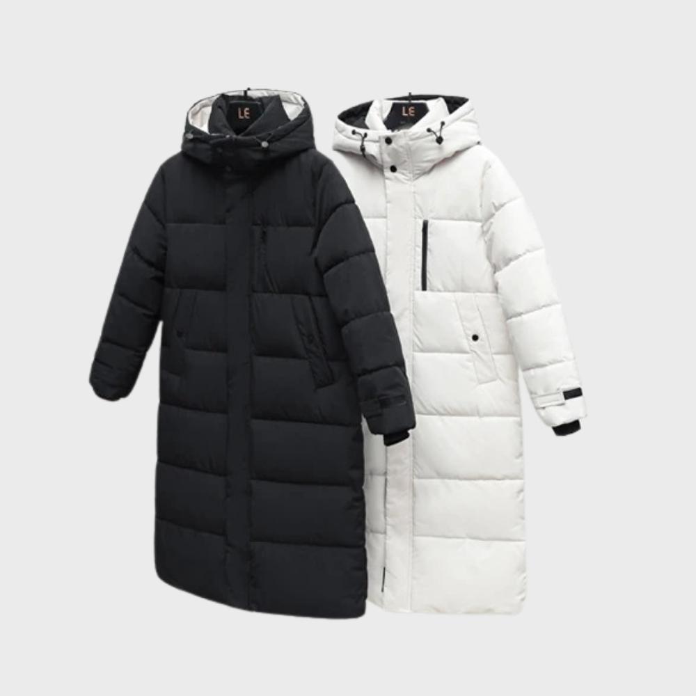 Rosa Oversized Long Puffer Coat | Hooded High Neck Coat