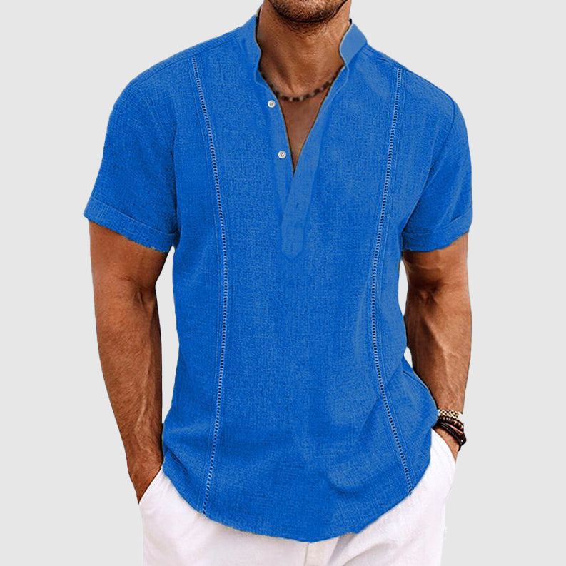 Men's casual shirt – Loose fit – Short sleeves – Breathable fabric – Buttoned placket