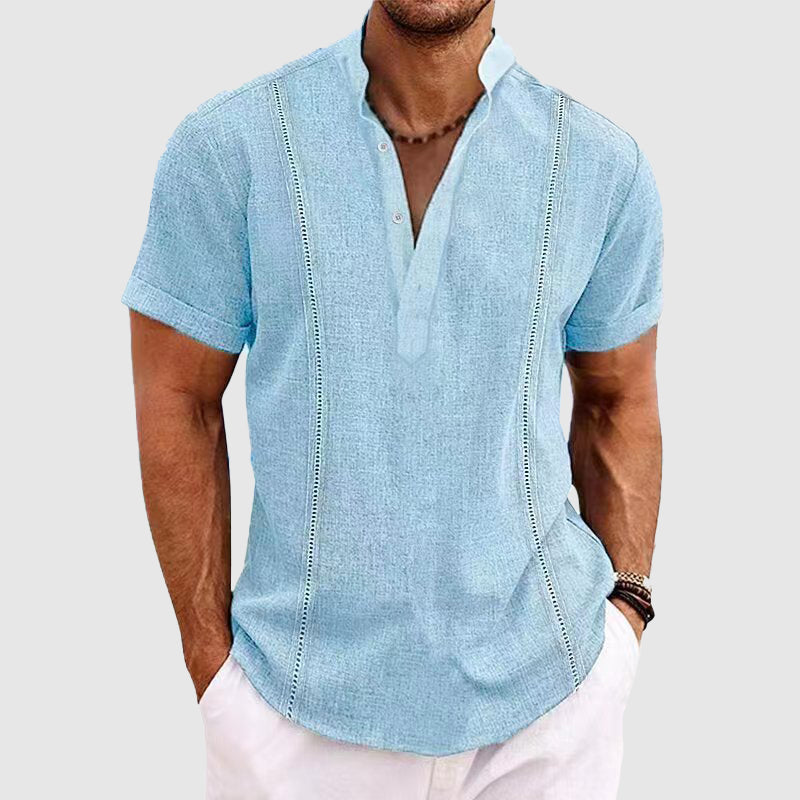 Men's casual shirt – Loose fit – Short sleeves – Breathable fabric – Buttoned placket