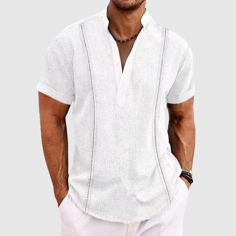 Men's casual shirt – Loose fit – Short sleeves – Breathable fabric – Buttoned placket