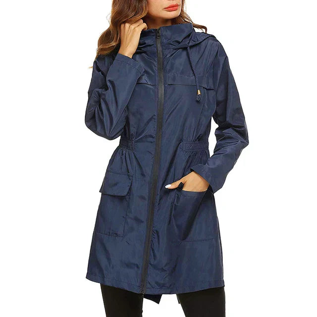 Women's Jacket – Hooded – Mid-thigh Length – Wind Resistant – Zip Closure