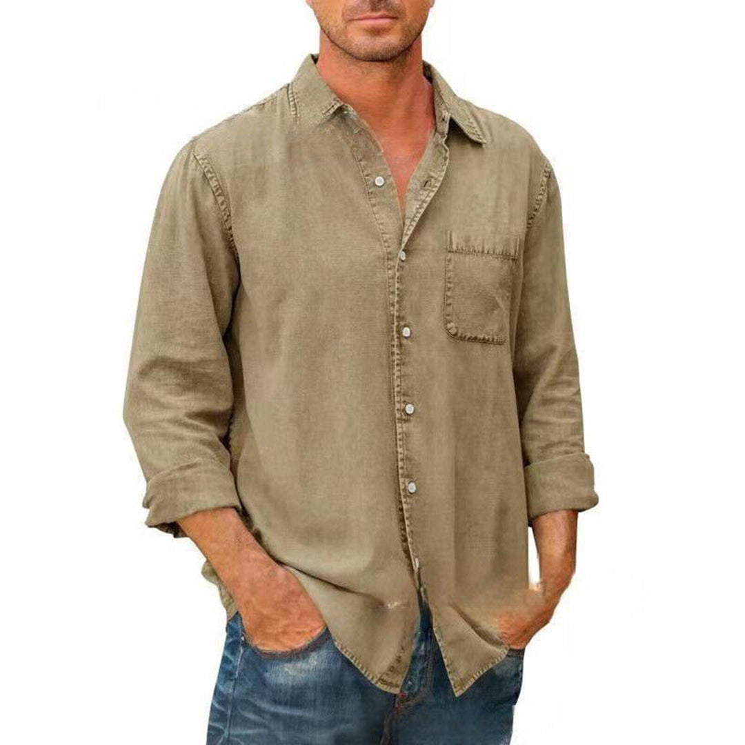 Men's casual shirt – Loose fit – Breathable fabric – Classic button fastening – Chest pocket