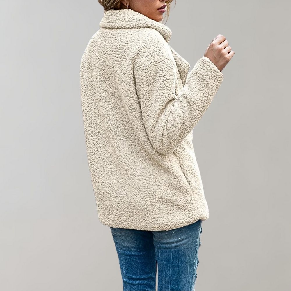 Claudia Fleece Relaxed Fit Teddy Coat | Notched Lapel Teddy Coat