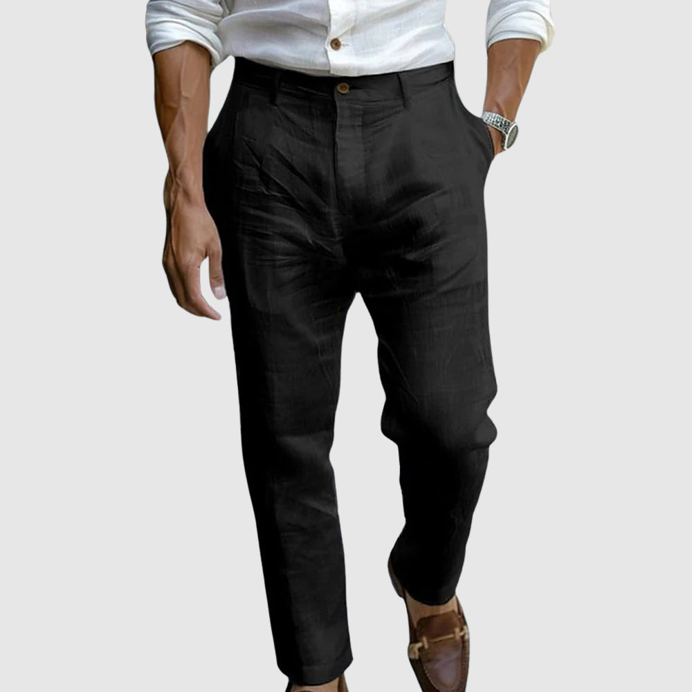 Men's trousers – Classic cut – Straight legs – Breathable fabric – Flat front