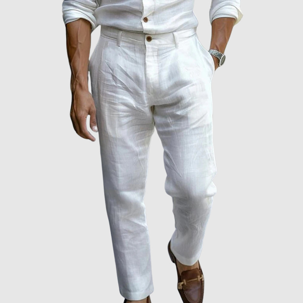 Men's trousers – Classic cut – Straight legs – Breathable fabric – Flat front