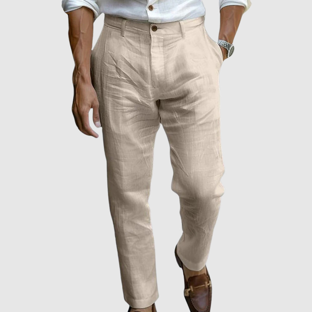 Men's trousers – Classic cut – Straight legs – Breathable fabric – Flat front