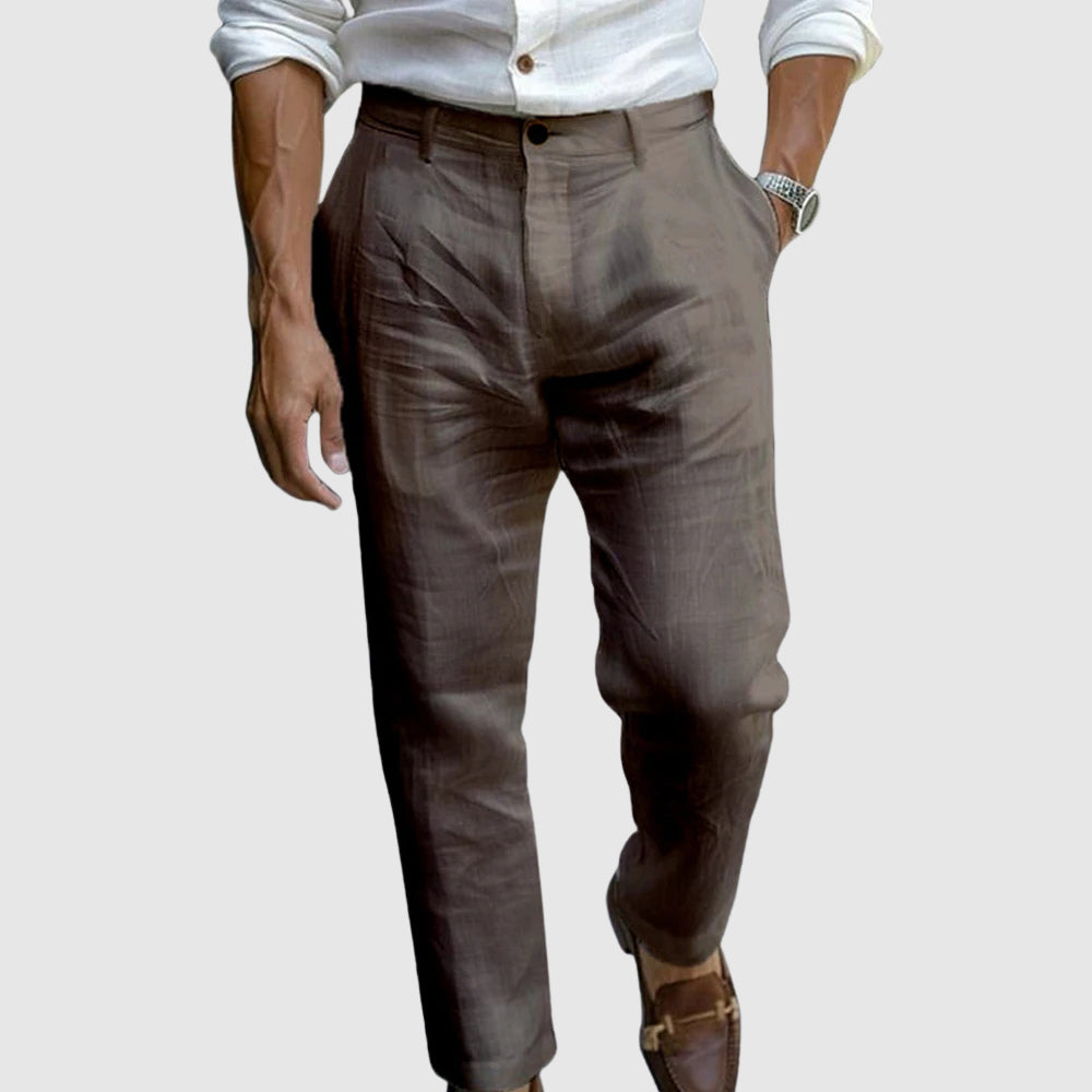 Men's trousers – Classic cut – Straight legs – Breathable fabric – Flat front