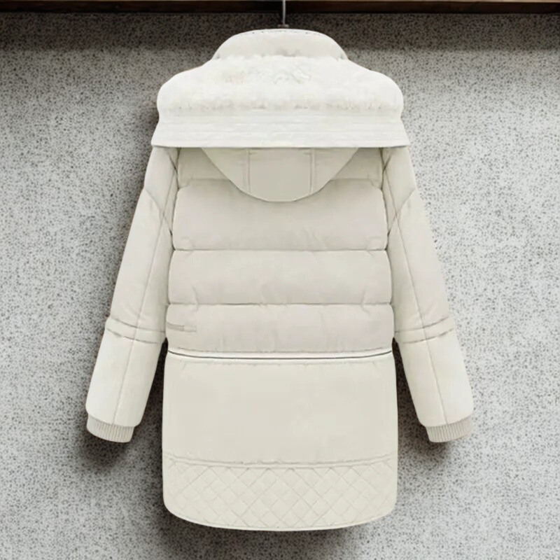 Women's Quilted Coat - Woven Fabric - Oversize Cut - Mid-Thigh Length