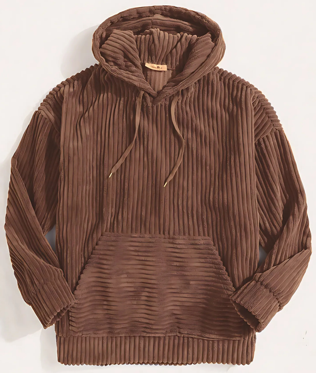Men's Hoodie - Ribbed Velour - Oversized Cut - Kangaroo Pocket