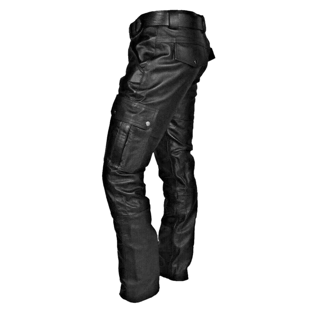 Men's Biker Pants – Faux leather – Slim fit – Functional Cargo Pockets