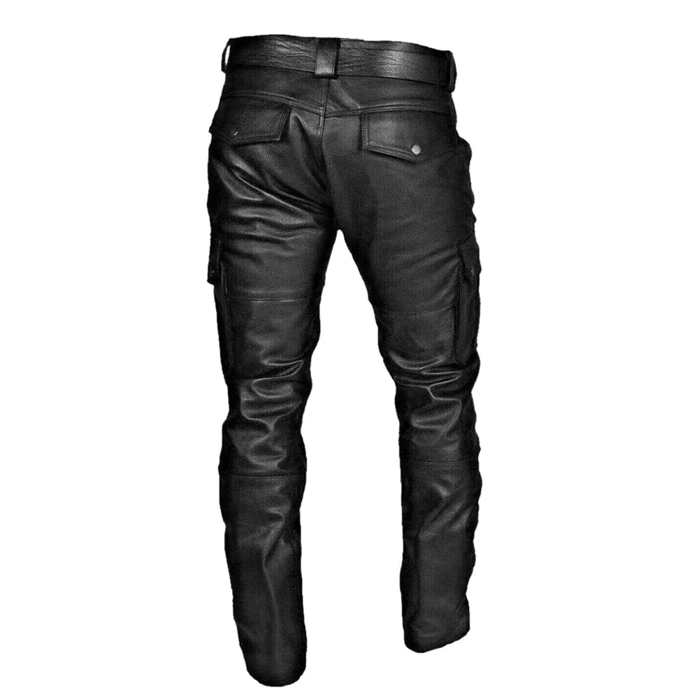 Men's Biker Pants – Faux leather – Slim fit – Functional Cargo Pockets
