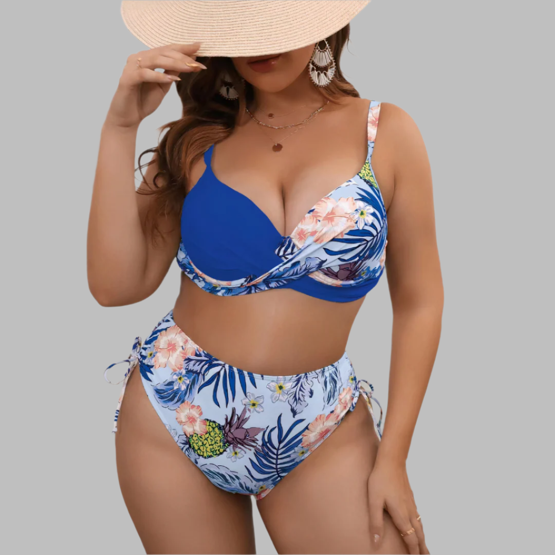 Women's bikini – Contoured cut – High waist – Twisted top – Adjustable straps