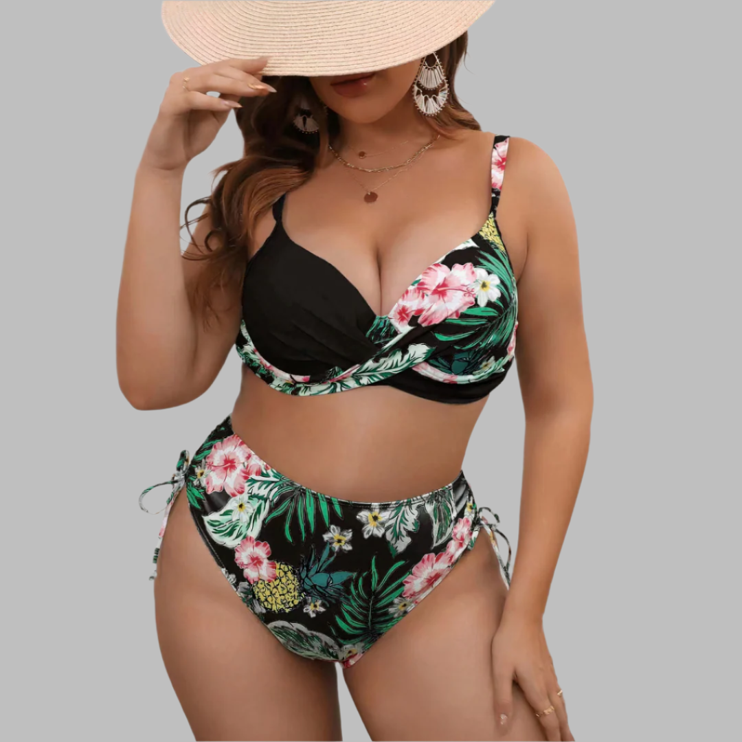 Women's bikini – Contoured cut – High waist – Twisted top – Adjustable straps