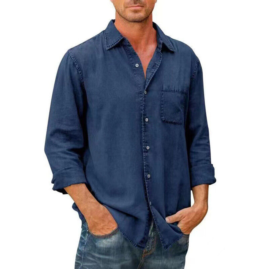 Men's casual shirt – Loose fit – Breathable fabric – Classic button fastening – Chest pocket