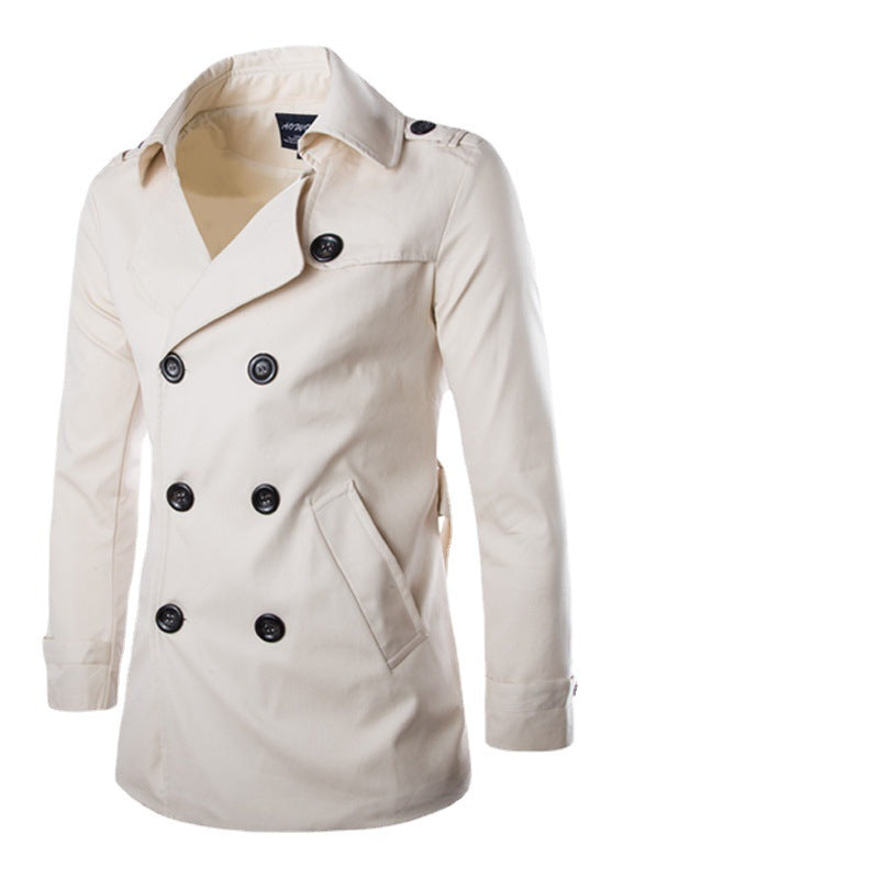 Manteau homme – Coton – Coupe ajustée – Double boutonnage – Épaulettes élégantes
